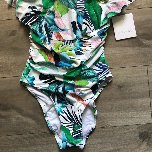 La Blanca Floral Off Shoulder One Piece Swimsuit 6 - Picture 5 of 16